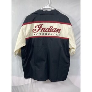 Indian Motorcycles All Embroidered Wit Patch Mechanic XL Cream Button Down Shirt